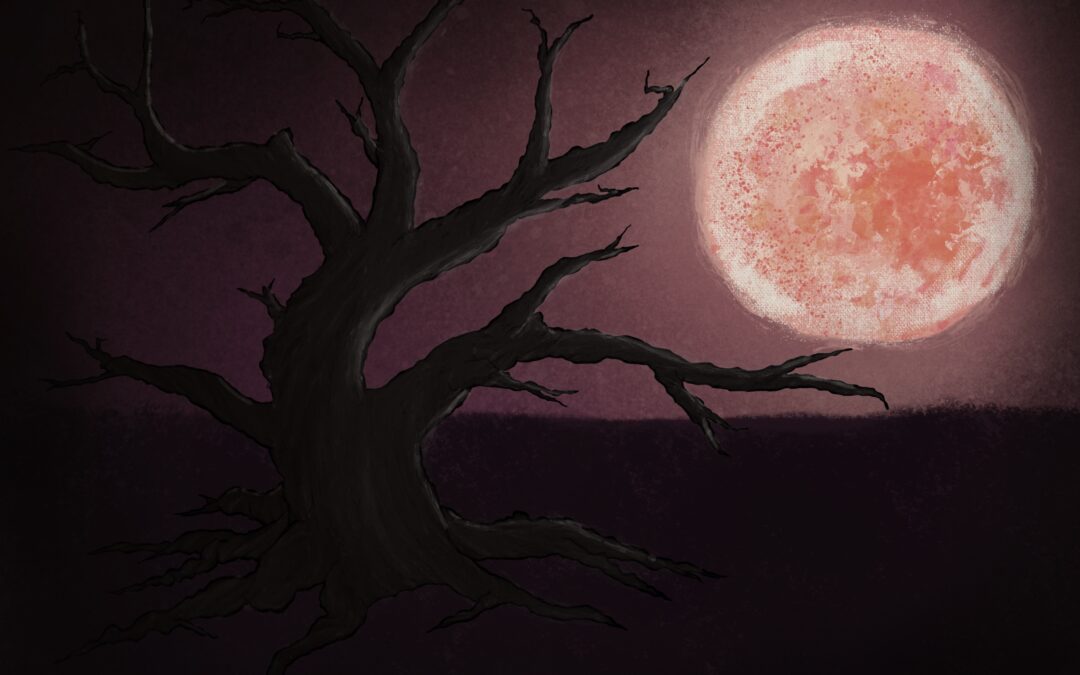 This creepy tree and moon are full of woe